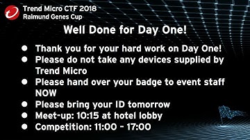 Trend Micro CTF 2018 - Raimund Genes Cup - The Final: Day One