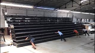 Telescopic grandstand seating tribune indoor folding bleachers passed TUV full-loading testing