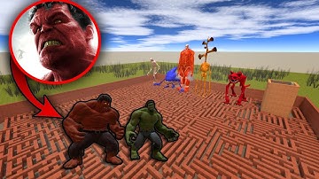 Rulk & Hulk vs SCP-096, Sonic.EXE, Catnap, Siren Head, Titan in Garry