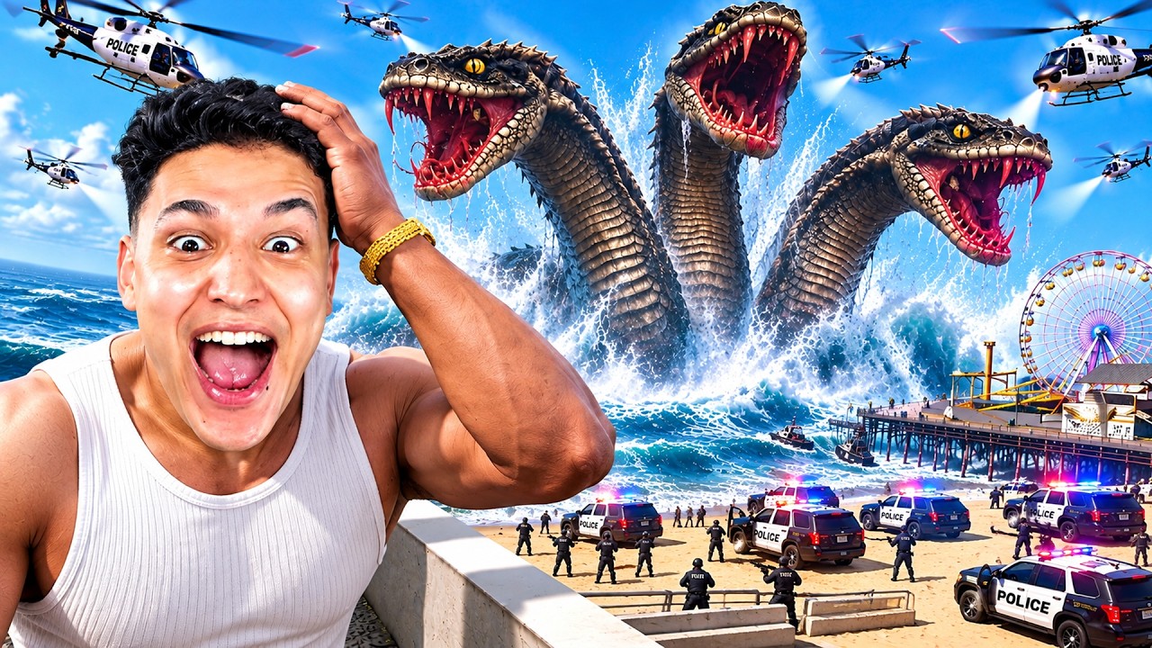 وحش غامض ظهر فجأة في مدينة GTA 5! 😱🐲 الشرطة تحاول القبض علية