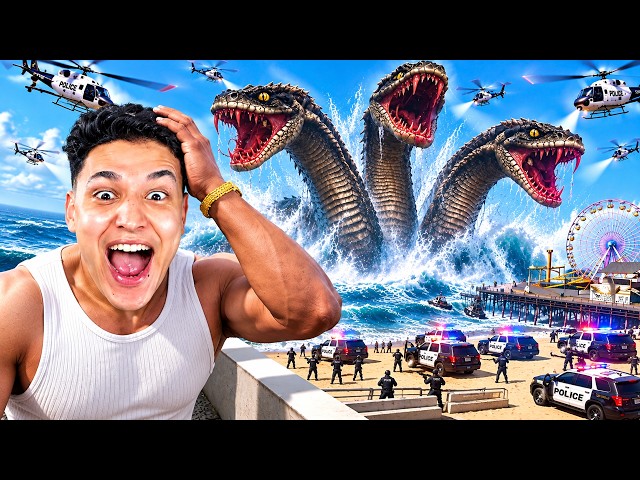وحش غامض ظهر فجأة في مدينة GTA 5! 😱🐲 الشرطة تحاول القبض علية