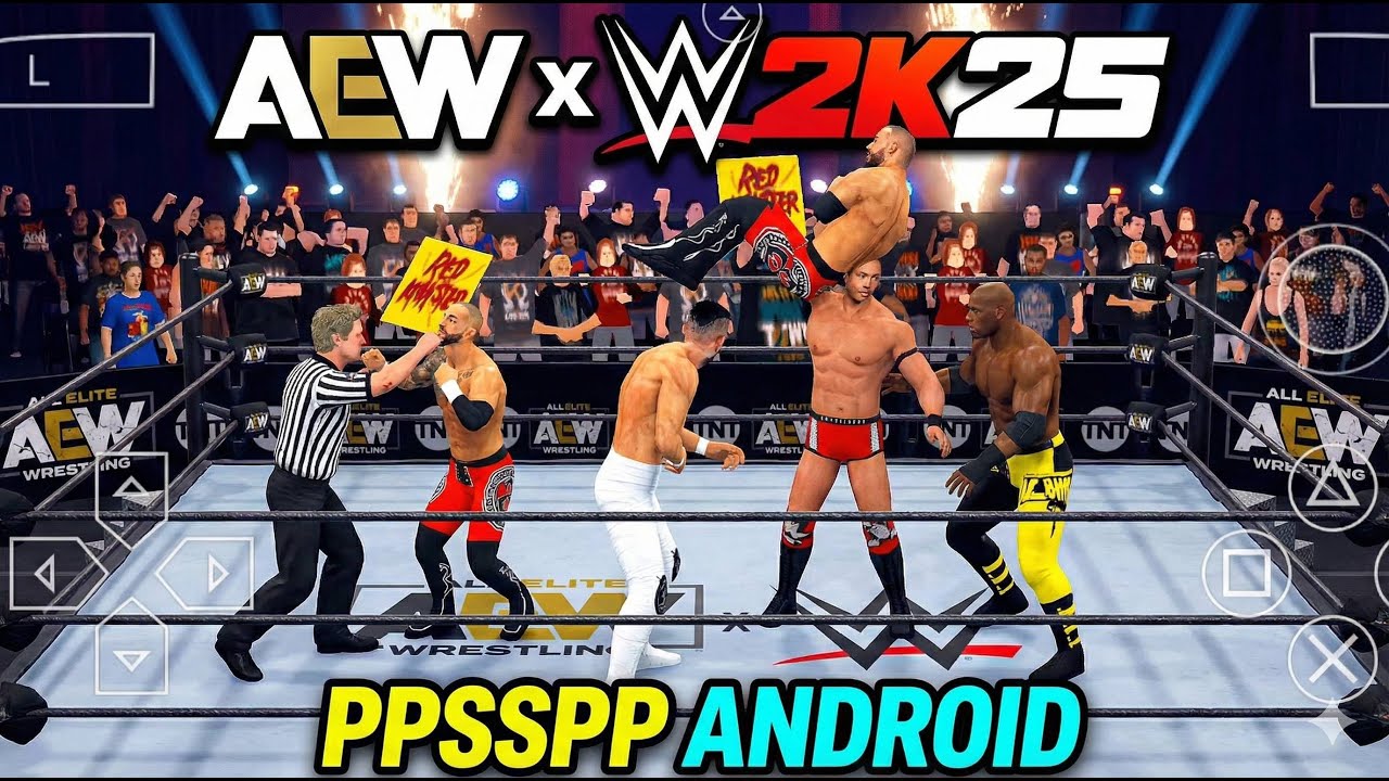Новая игра AEW x WWE 2K25 для PSP и Android | Геймплей матча на выбывание!