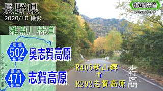 長野県道471号・県道502号 雑魚川林道【撮影:2020年10月】