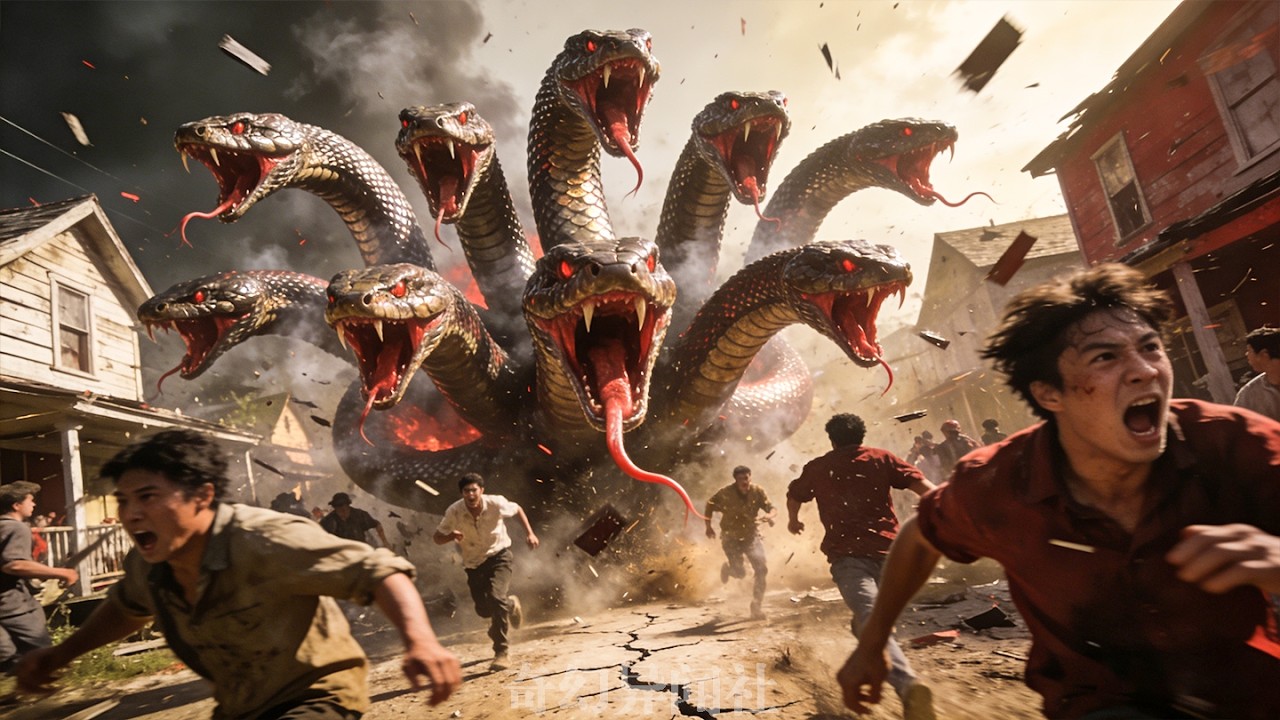 Девятиглавый змееподобный демон нападает на город и чуть не пожирает всех!