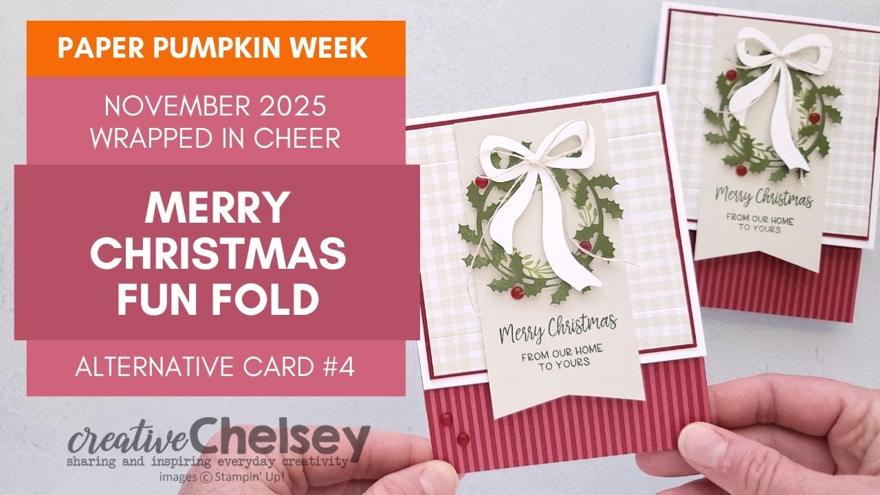 FUN FOLD – Merry Christmas Wreath Card – November 2025 Wrapped In