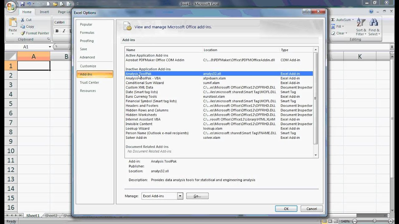 How To Open Data Analysis Tool On Excel YouTube