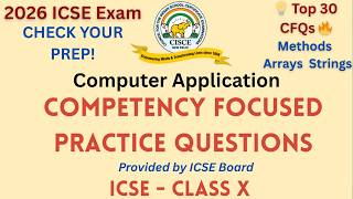 30 Important CFQs || ICSE Class 10 Computer Applications 2026 || Methods, Arrays &amp; Strings