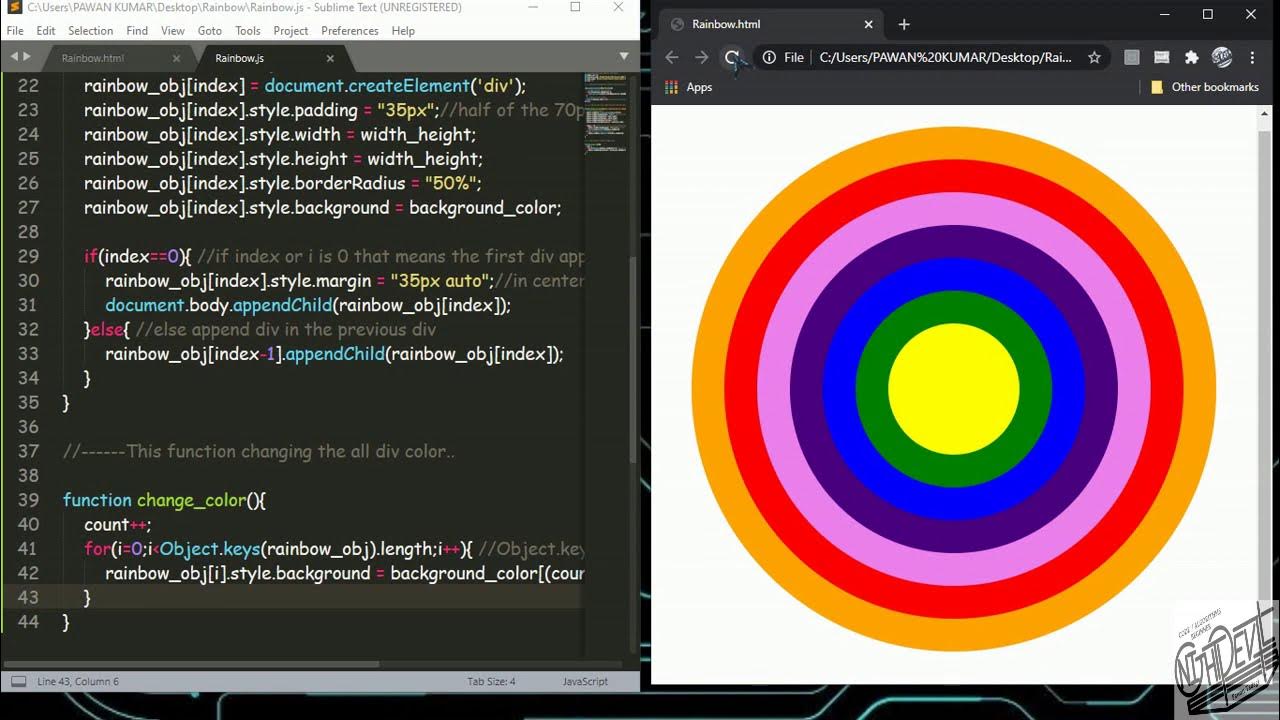 Color Changing Rainbow (HTML, CSS, JavaScript) - YouTube