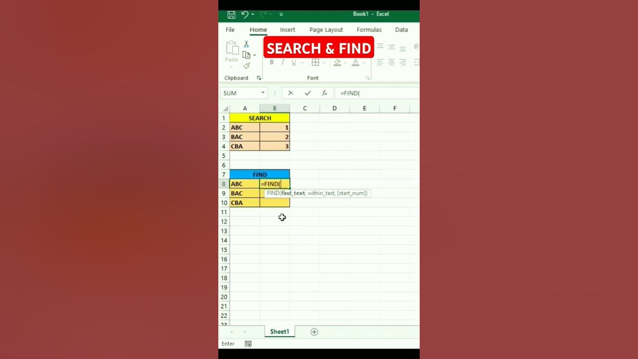Search find function in excel excel excelshortcuts exceltips 