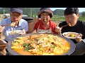 명절 지나 각종 재료 넣은 솥뚜껑 전 찌개!! (Jeon stew, Korean pancake stew)요리&먹방!! - Mukbang eating show