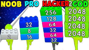 NOOB vs PRO vs HACKER vs GOD in Brick Runner 2048