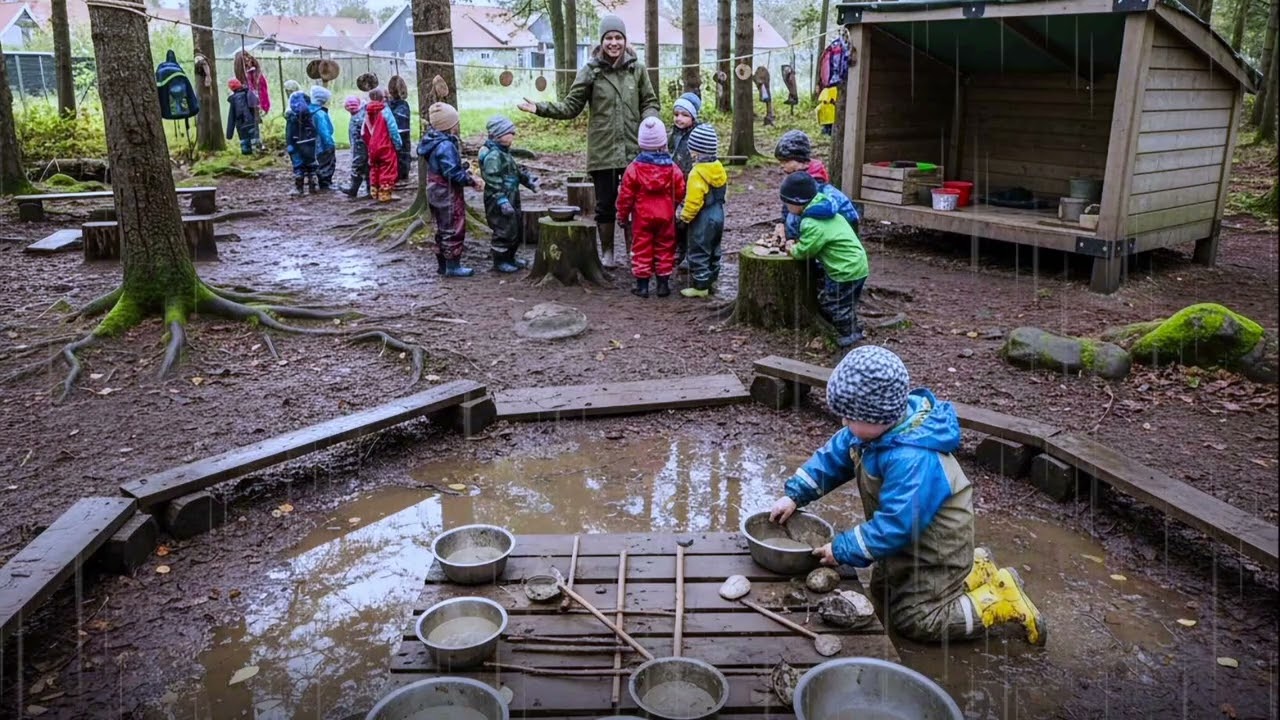 In Denmark, some kindergartens host weekly "mud schools" - learning entirely outdoors  