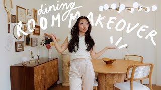 Aesthetic Dining Room Makeover (unboxing new furniture & decorating)