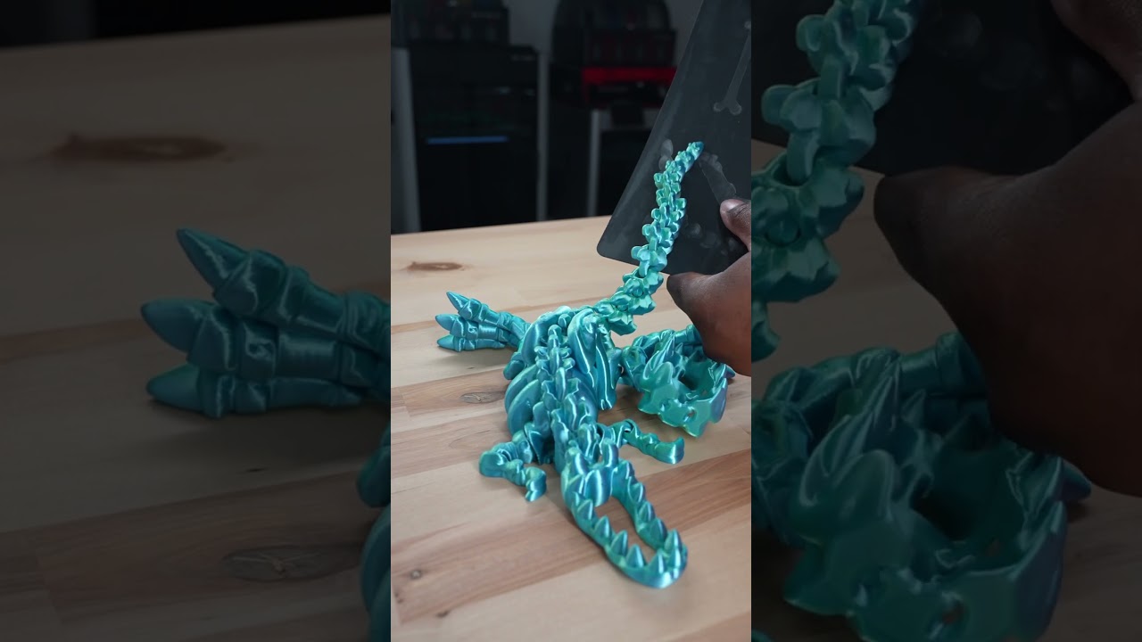 Silk Blue T-Rex 3D Print with Bone | Flexi Factory Design on Bambu X1 Carbon  