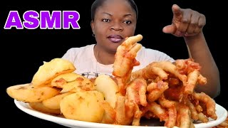 Nigeria Food Asmr Mukbang Eating Chicken Feet With Roasted Potatoes And Sauce