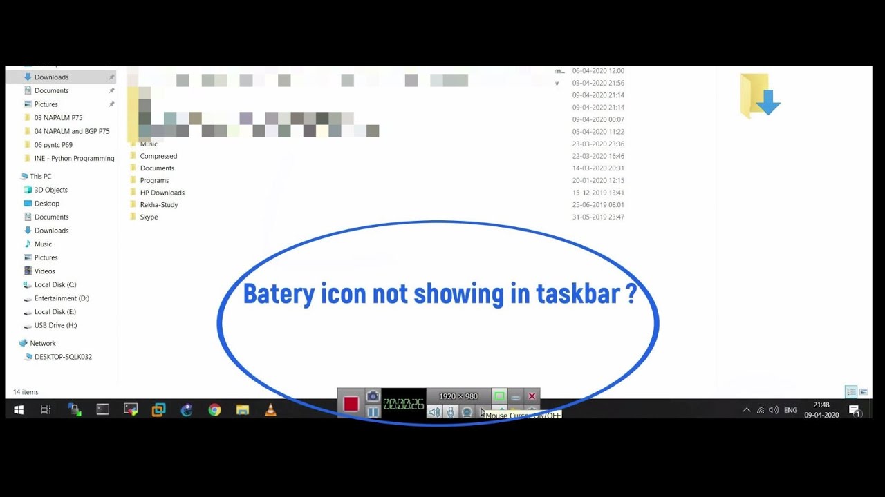 Windows10 Battery Icon Missingdisappear Resolved Youtube