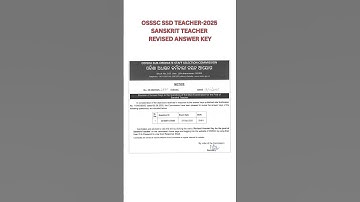 OSSSC SSD TEACHER-2025 SANSKRIT TEACHER REVISED ANSWER KEY #osssc #ssd #pgt #news #ssc #tgt #teacher