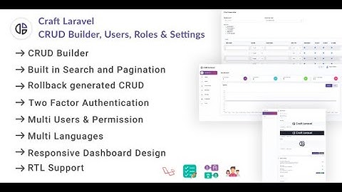 Craft Laravel Admin Panel - CRUD builder, Users, Role, Permissions & Settings