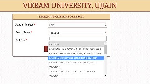 Vikram University Result 2023 (घोषित यहाँ देखे )BA BCom BSc MA MSc MCOM 1st 2nd 3rd Year Exam Result