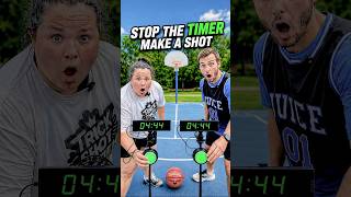 Stop the timer trickshot challenge 🤯 @Thetrickshotqueen #basketball #trickshot #timer #jakethejuice