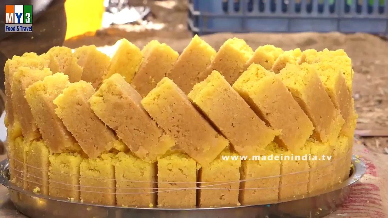 #MYSOREPAK MAKING IN 10 MINUTES | How to make Village Style Mysore Pak | Indian Dessert street food | STREET FOOD