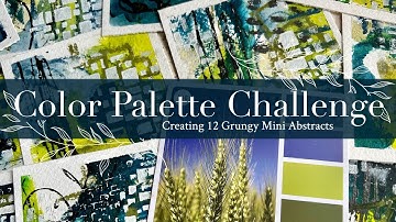 Color Palette Challenge: Creating 12 Grungy Mini Abstracts with Blues, Greens, and Graphite