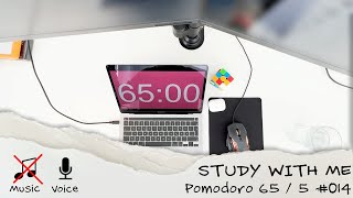 Study with me daily - Pomodoro 65 / 5 - No Music - Keyboard/Mouse/Rain Sound ASMR - #014