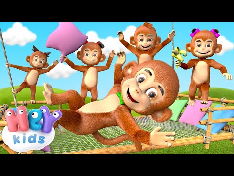 5  Маймунки Скачат На Легло 🙈 Бебешки песнички - HeyKids