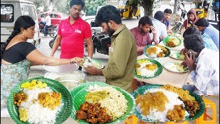 Roadside Meals Hyderabad | Unlimited Rice with Veg and Non Veg Meals @ 50 rs | Street Food