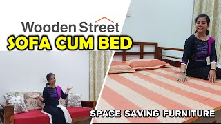 Sofa Cum Bed Tour | double bed, box stores, Space Saving Furniture [ Wooden Street ]