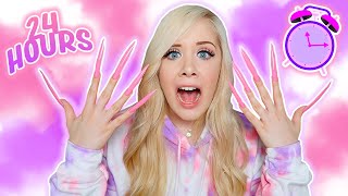 WEARING SUPER LONG ACRYLIC NAILS FOR 24 HOURS!!