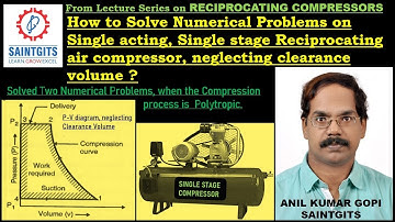 Fluid Machinery KTU, Numerical Problems Solved, Reciprocating Compressor without Clearance volume L5