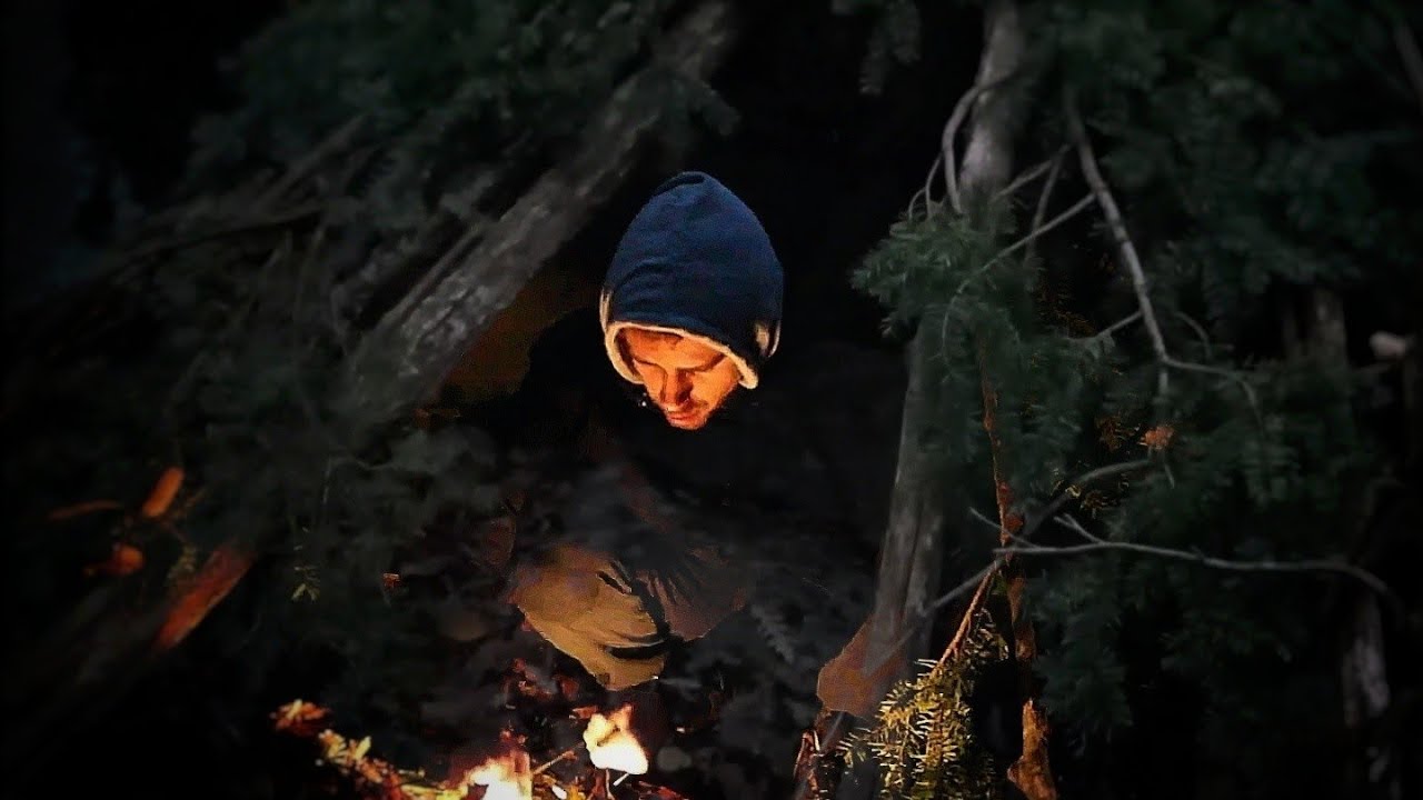 Solo Bushcraft On a Cold and Windy day - ASMR - YouTube