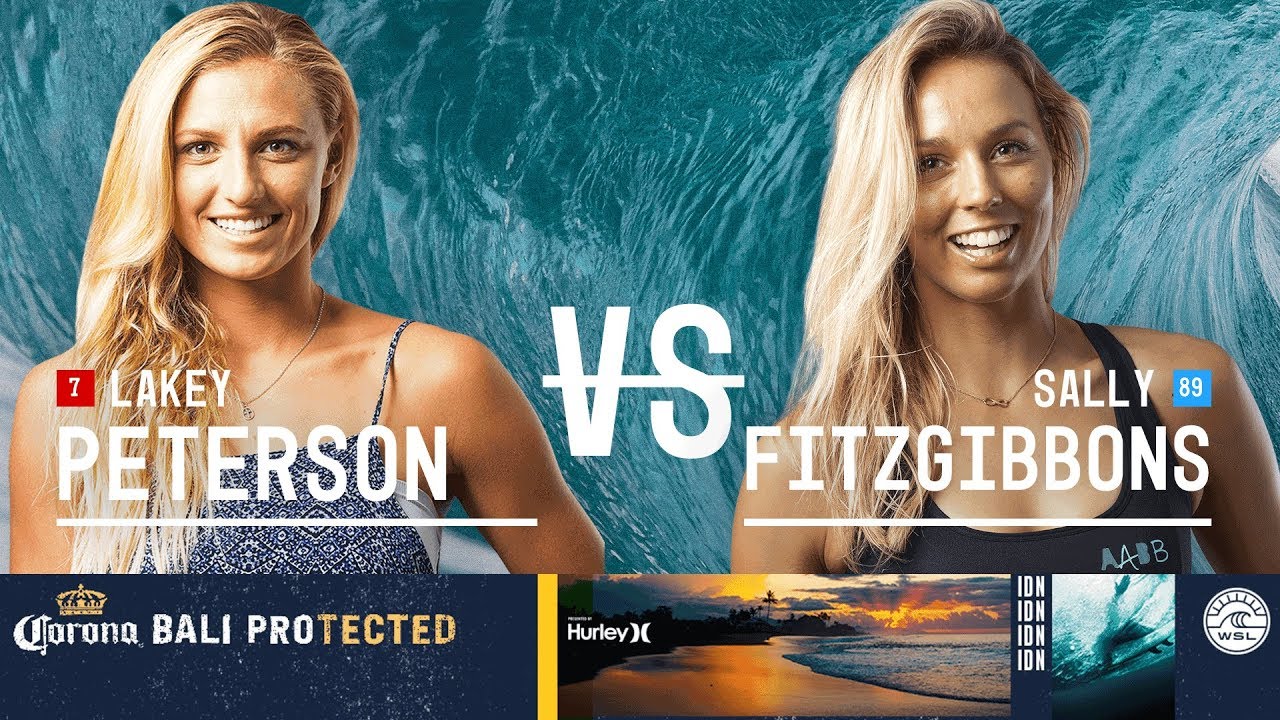 professional softball Lakey Peterson vs. Sally Fitzgibbons - Semifinals, Heat 2 - Corona Bali Protected - Women's 2018