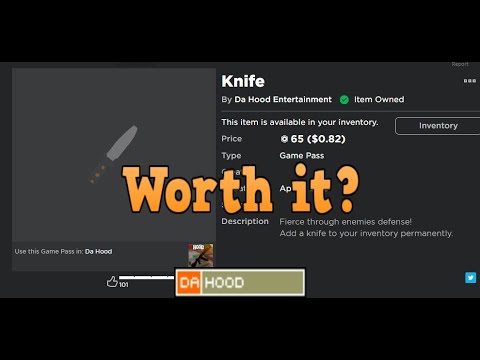 Da hood Roblox gamepass review knife - YouTube