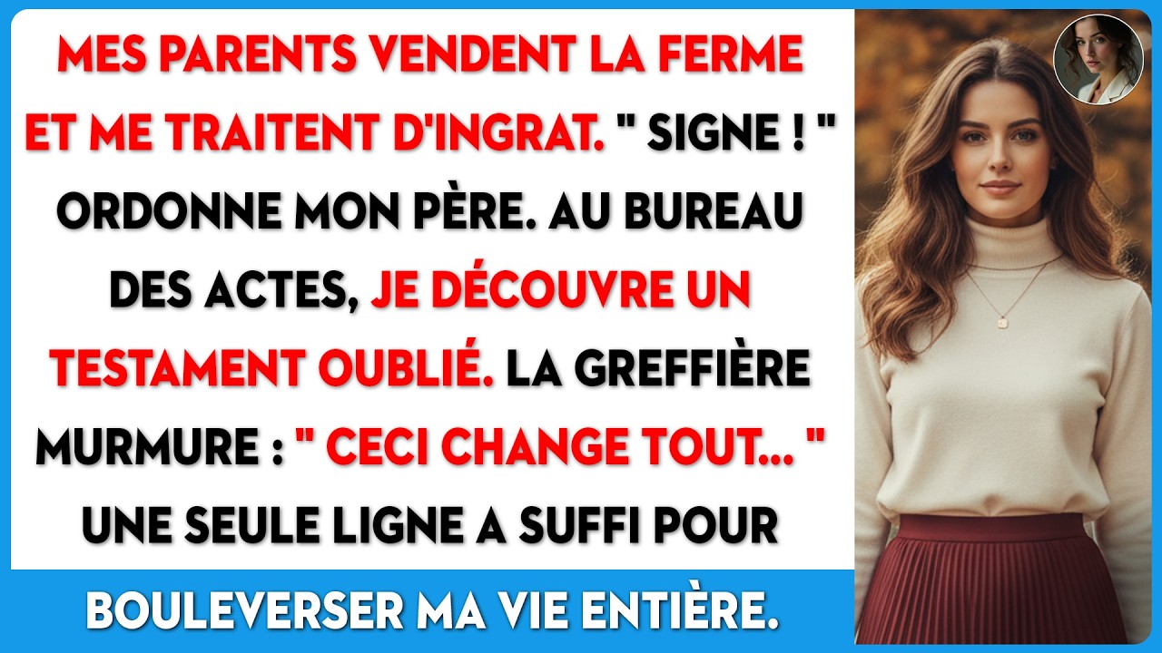 Mes parents ont vendu la ferme. Le greffier a trouvé le testament perdu de grand-père.
