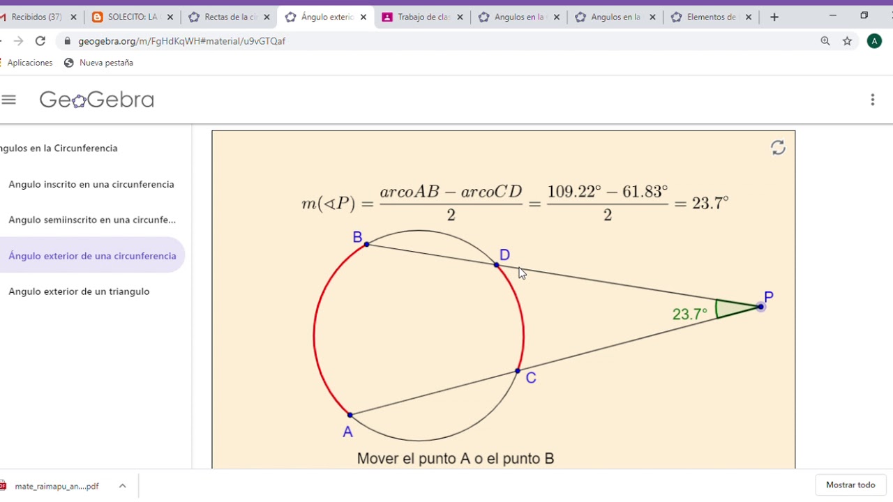 ÁNGULO EXTERIOR DE UNA CIRCUNFERENCIA EXPLICACIÓN FÁCIL ÁNGULO EXTERIOR DE UNA CIRCUNFERENCIA EXPLICACIÓN FÁCIL