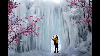 Frozen Waterfall in Heilongtan , China