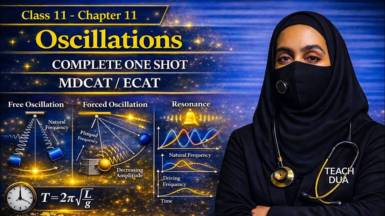 Simple Harmonic Motion (SHM) 🔥 | Oscillations One Shot | MDCAT, ECAT & Boards | All Concepts Clear