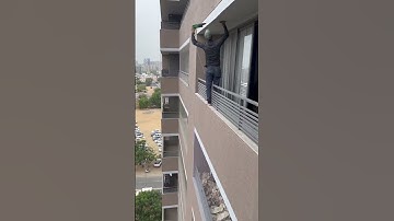 Bird net installation #drhiren #birdnet #pigeonnet #labour #height #workers