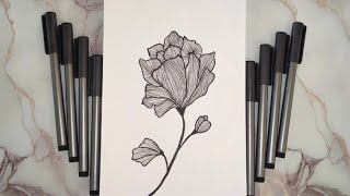 Famous Easy black pen drawing for beginners🌸 | Step-by-step tutorial ✍🏻 Wealth