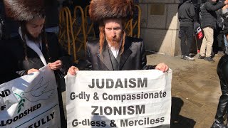 شاهد اليهود مع الجالية المسلمة في لندن يتظاهرون ضد الاحتلال الصهيوني في فلسطين