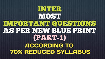 INTER MOST IMPORTANT QUESTIONS AS PER NEW BLUE PRINT(PART-1) ACCORDING TO 70% REDUCED SYLLABUS