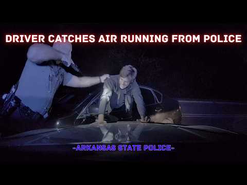 Driver ramps into air fleeing Arkansas State Police - PIT MANEUVER ends pursuit #pit #chase #ASP