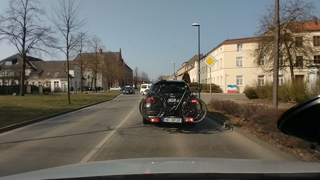 DRIVING IN GERMANY. Wismar. City views. Spring day.
