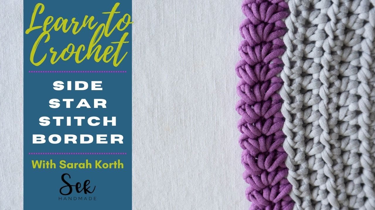 Вязание крючком боковой звёздной каёмки пошагово | Потрясающая кайма для любого проекта