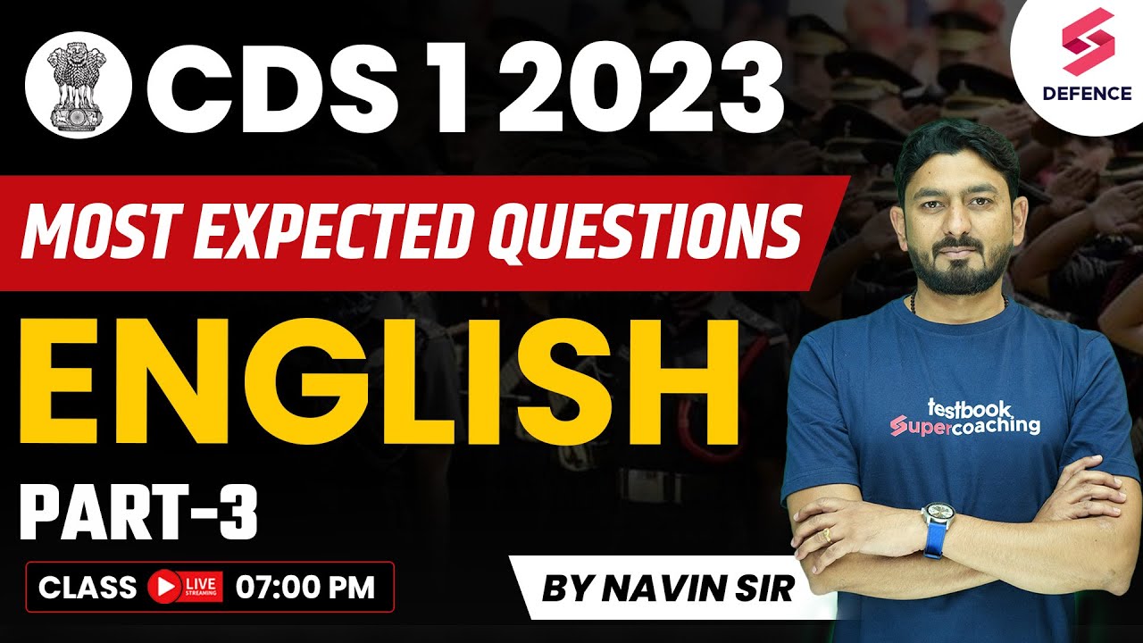 CDS 1 2023 English - Most Expected Questions Part -3 | CDS 1 2023 ...