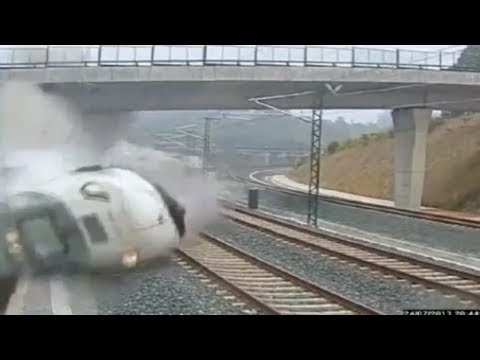Spain train crash on CCTV - horrible footage of impact in Santiago de Compostela - Truthloader