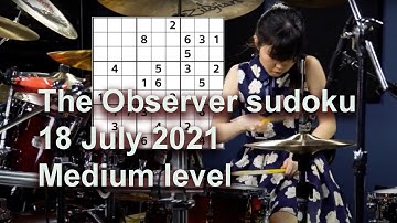 Sudoku solution – The Observer 18 July 2021 Medium level