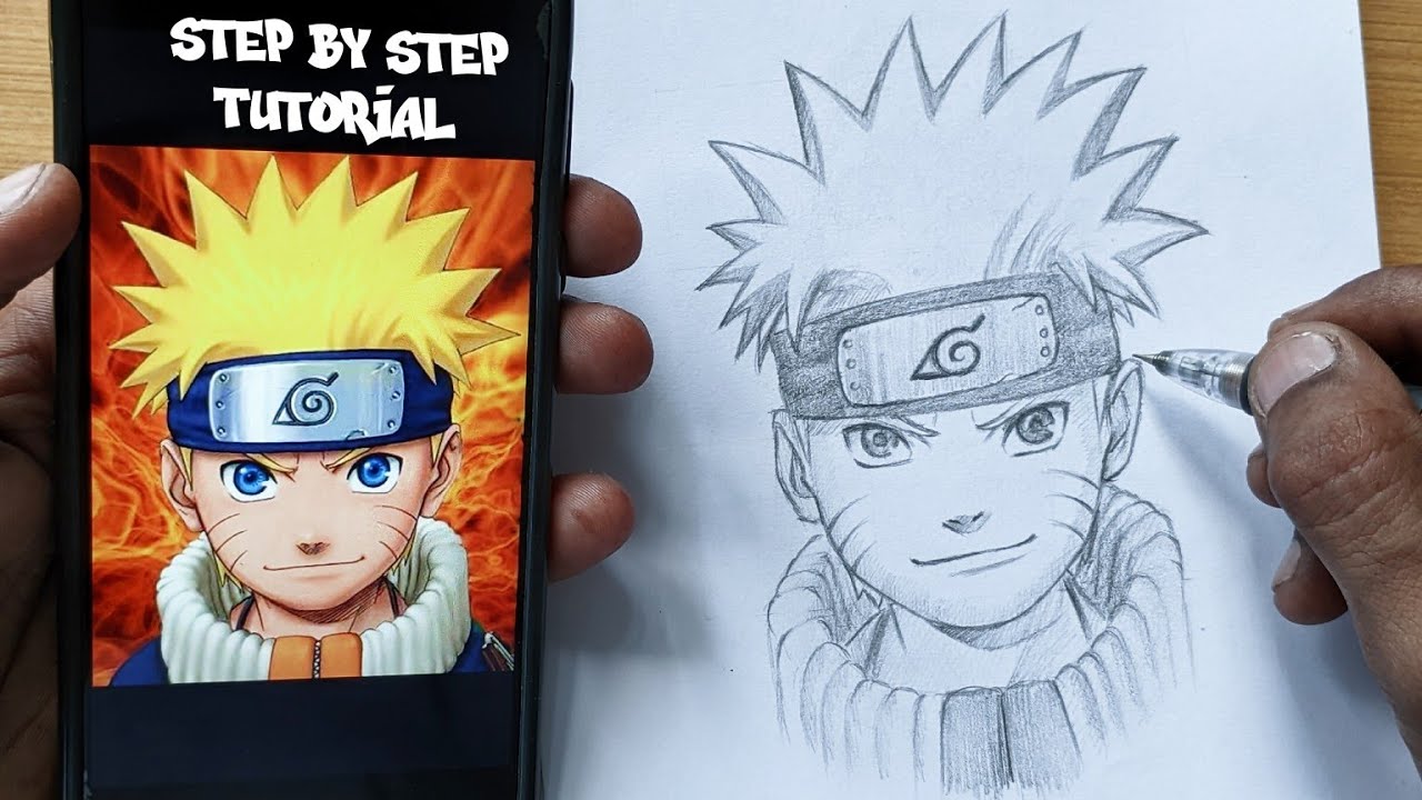 How to draw Naruto step by step, Anime drawing step by step